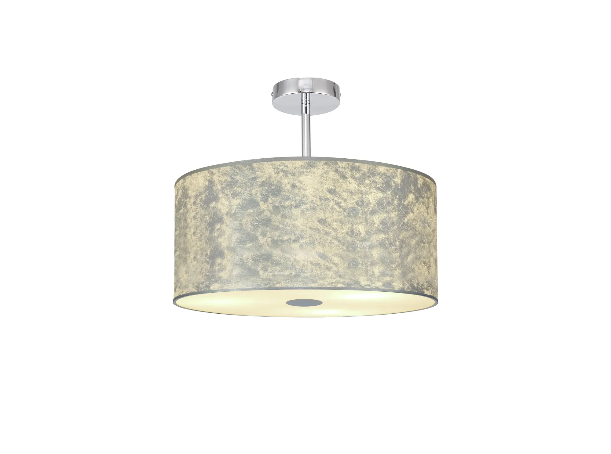 DK0785  Baymont 40cm Semi Flush 1 Light Polished Chrome; Silver Leaf; Frosted Diffuser